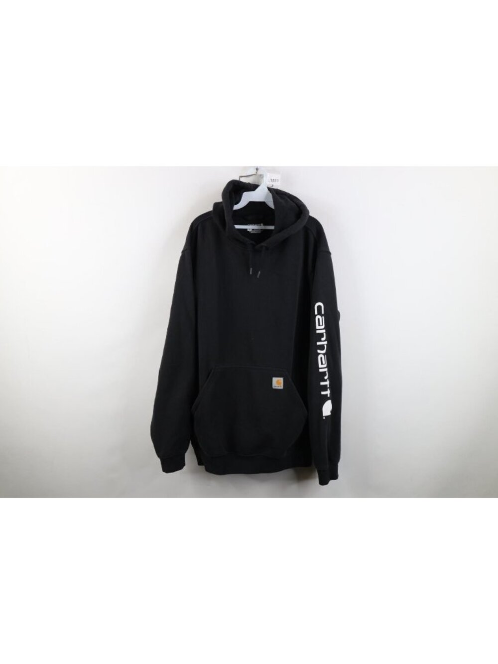 Vintage Y2K Carhartt Hoodie Sweatshirt Mens Size LT Black Loose Fit Heavyweight